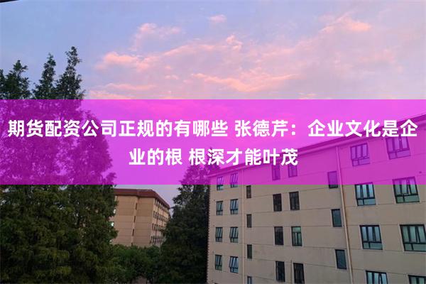 期货配资公司正规的有哪些 张德芹：企业文化是企业的根 根深才能叶茂